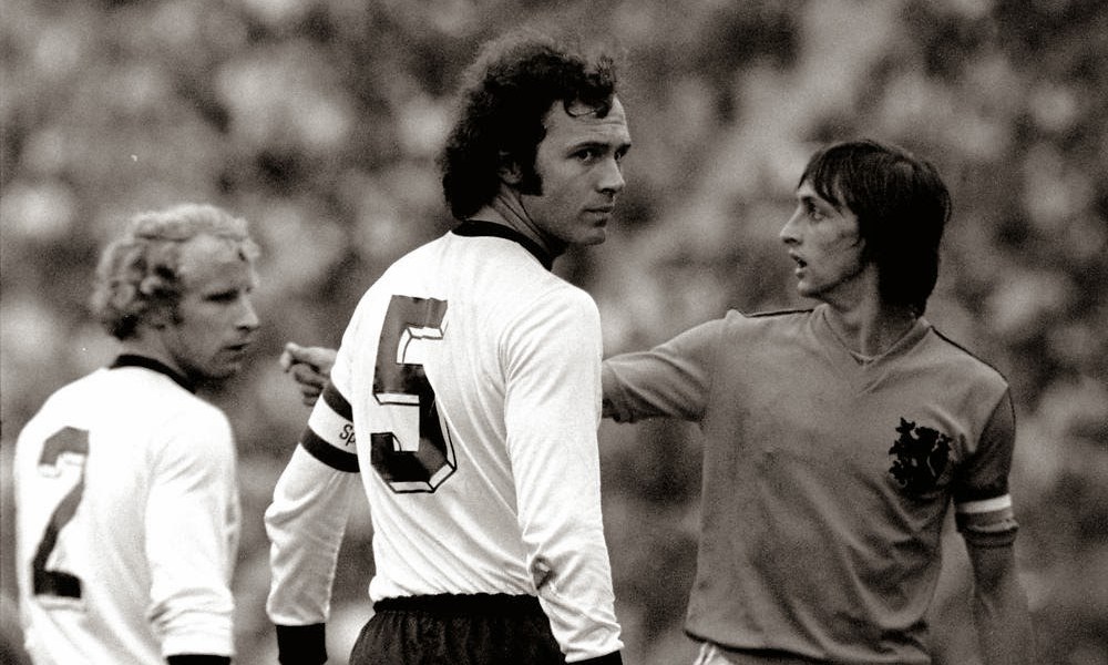 Franz Beckenbauer nella storica finale di coppa del mondo del 1974