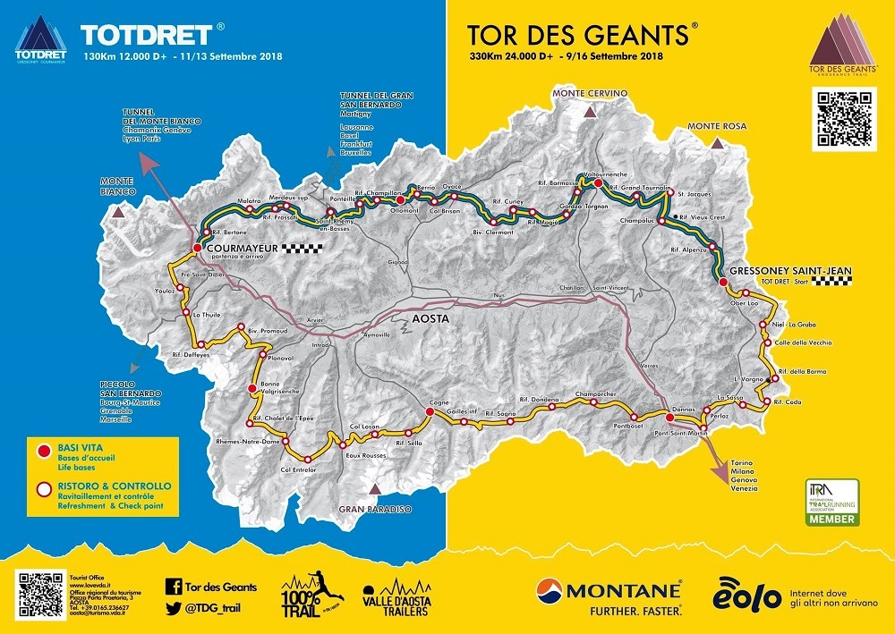 Il percorso del Tor des Géants.