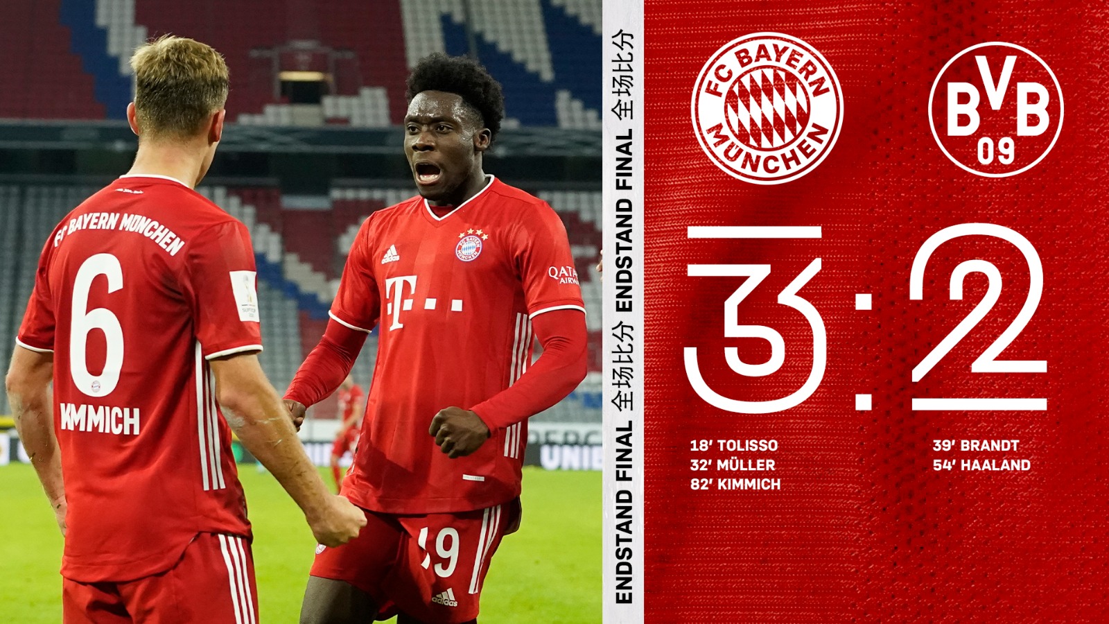 Supercoppa Di Germania Il Bayern Monaco Conquista Un Altro Titolo Battuto Il Dortmund 3 2 