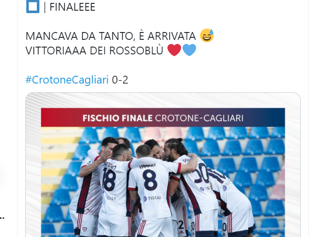 Semplici conquista la sua prima vittoria sulla panchina del Cagliari