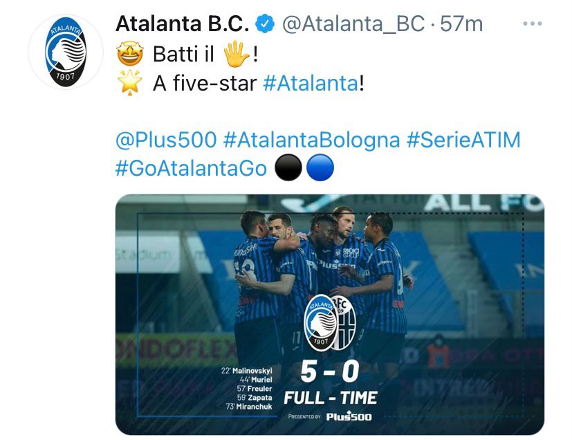 Atalanta-Bologna 5-0