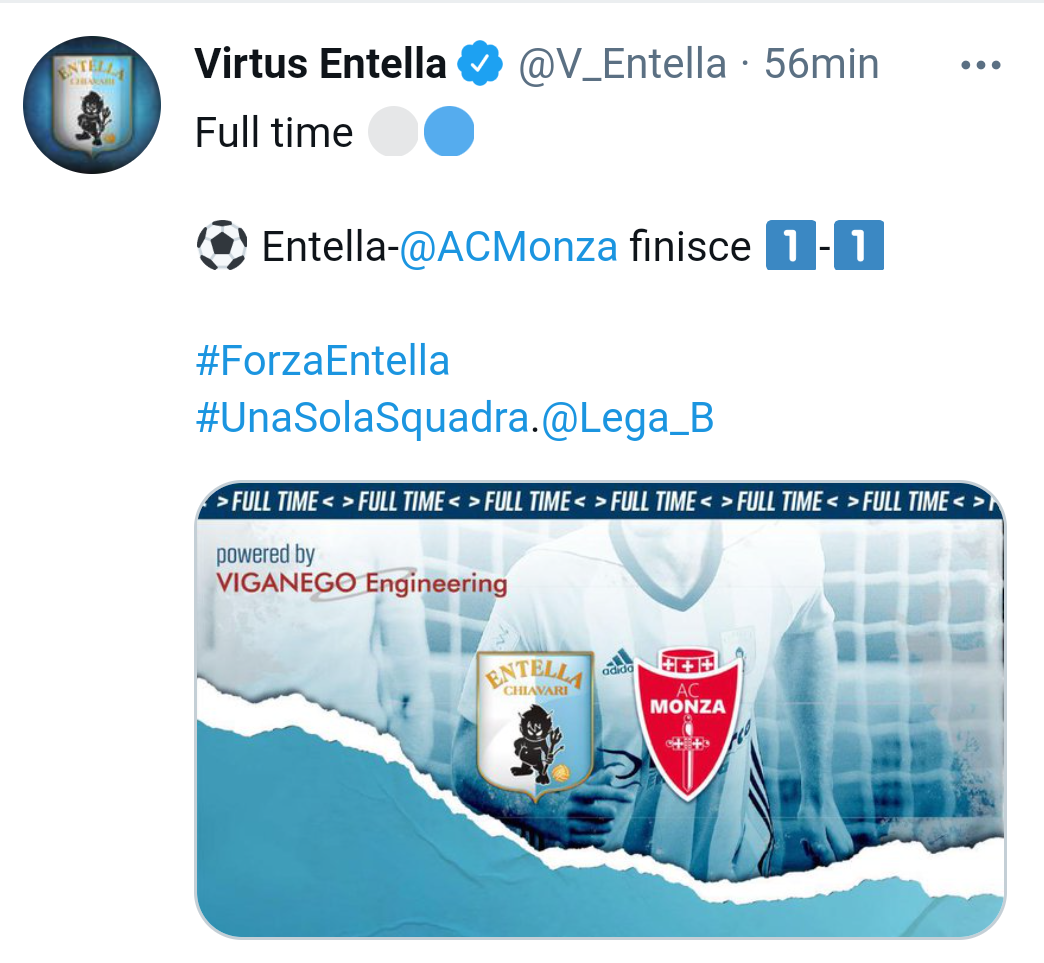 Entella-Monza 1-1