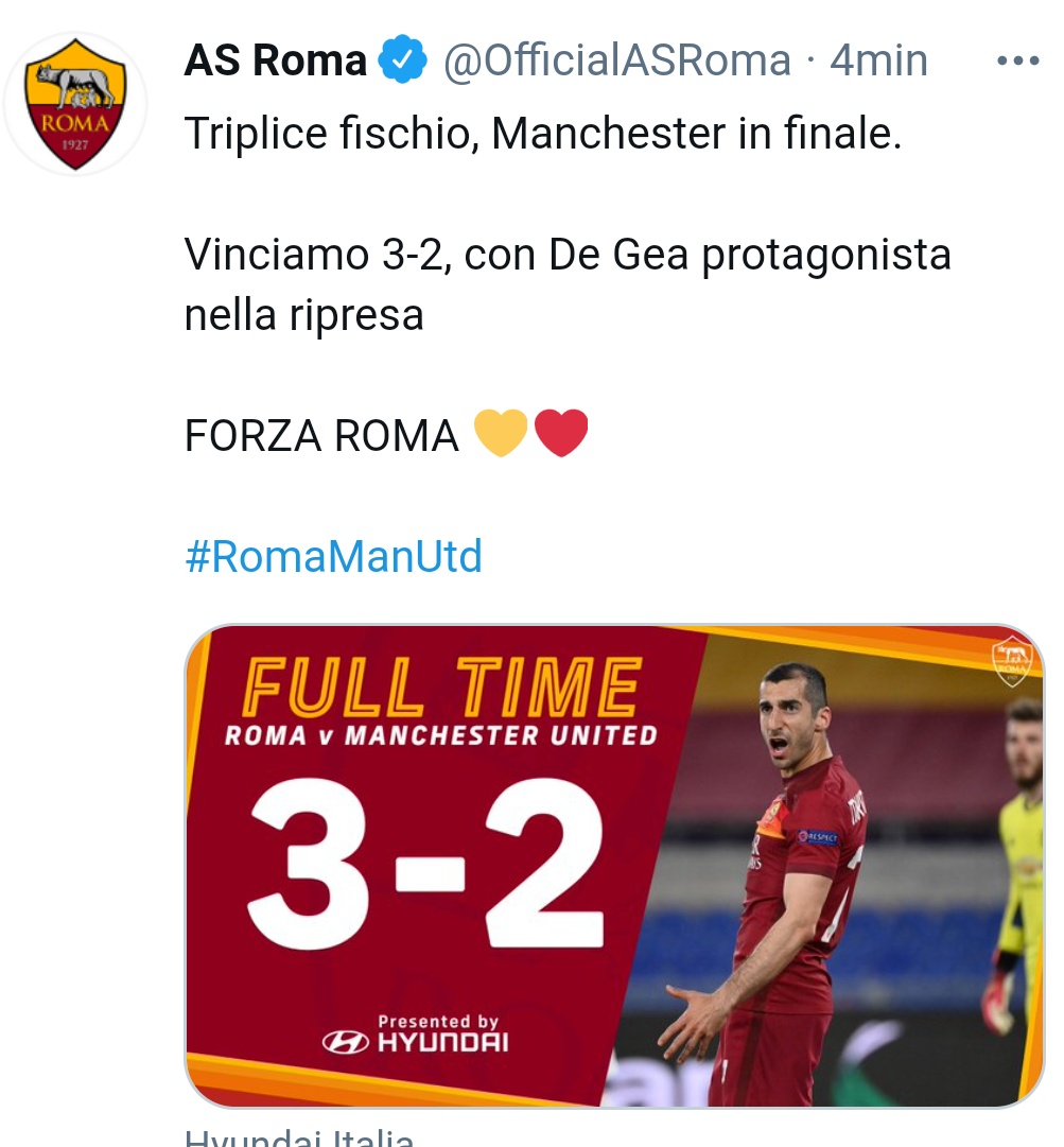 Roma-Manchester United 3-2