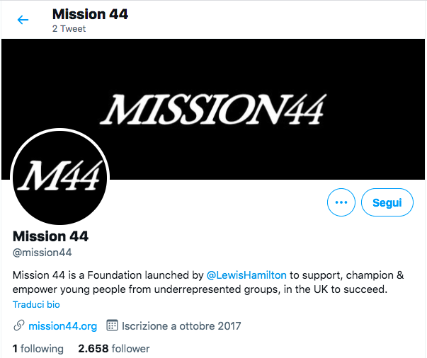 “Mission44”: la nuova fondazione di Hamilton