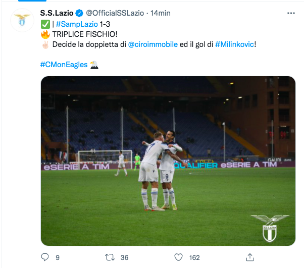 La Lazio aggiusta il tiro: contro la Sampdoria finisce 1-3