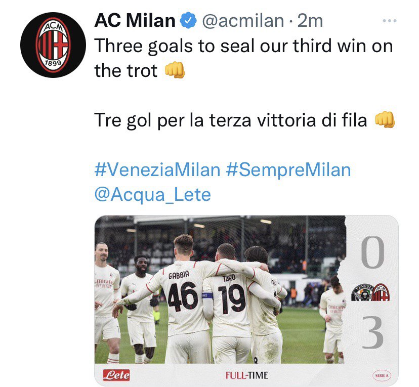 Venezia-Milan 0-3